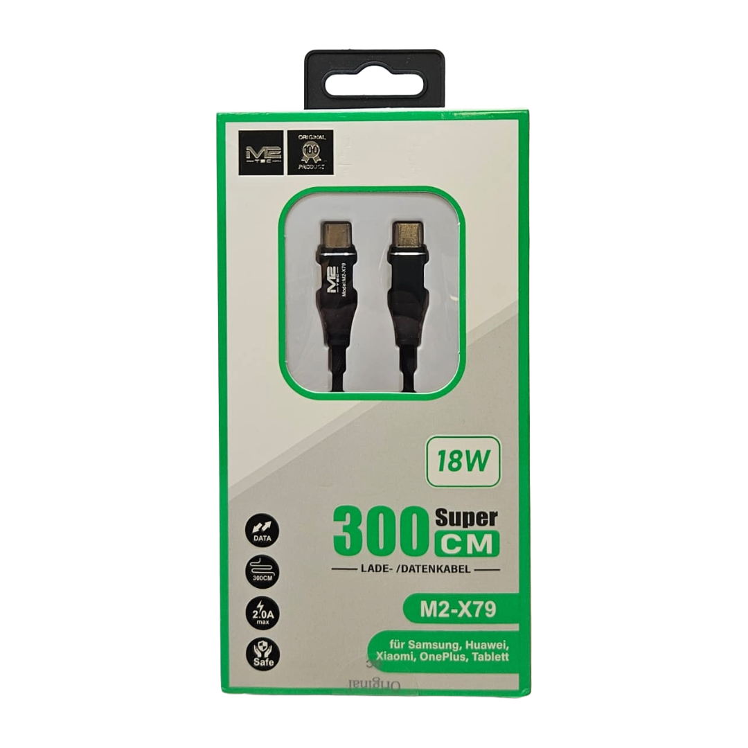 M2 Tec USB-C auf Type-C 3m Super Lade-/Datenkabel M2-X79