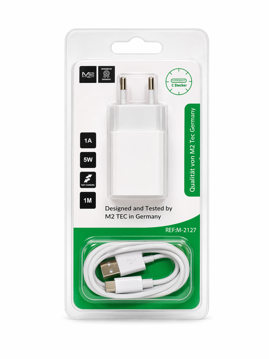 M2-Tec 2 in 1 Ladeset 1A USB-C M2127 Neu