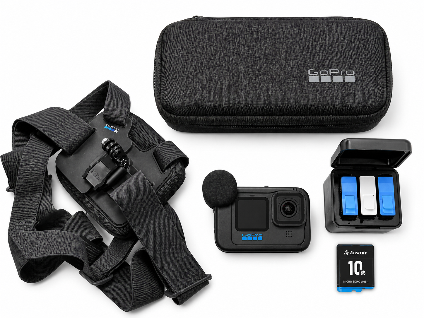 GoPro Hero 10 Black Inkl. 4x Akkus - Akkuladecase - Brustgurt - Schutzcase Schwarz