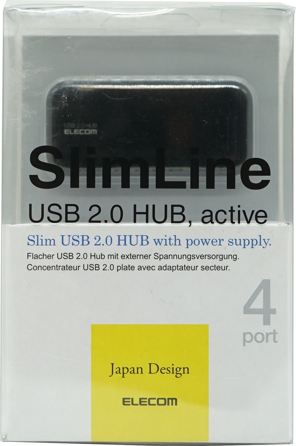 Elecom SlimLine USB 2.0 HUB Active 4 Port schwarz