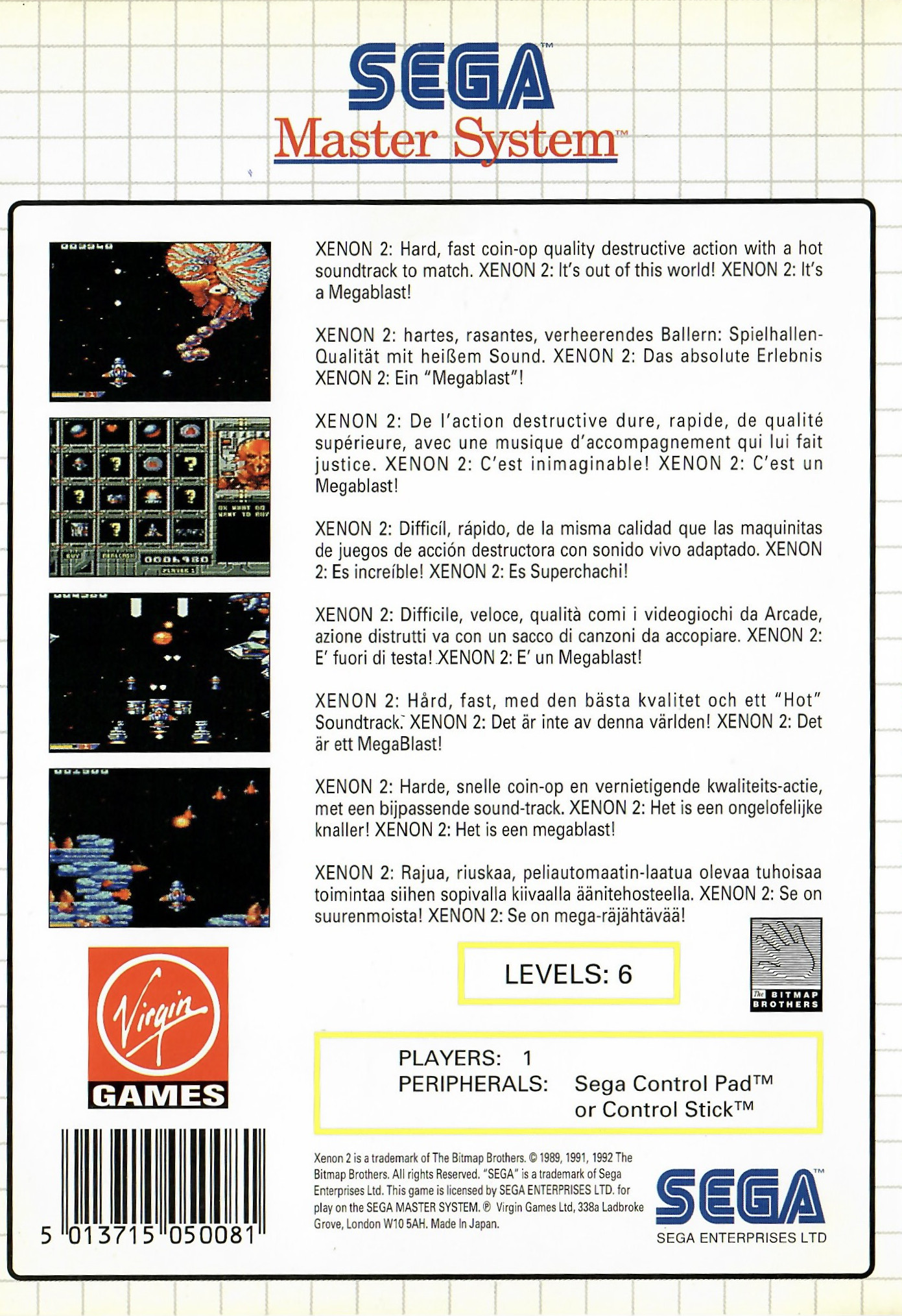 Xenon 2 Megablast Sega Master System