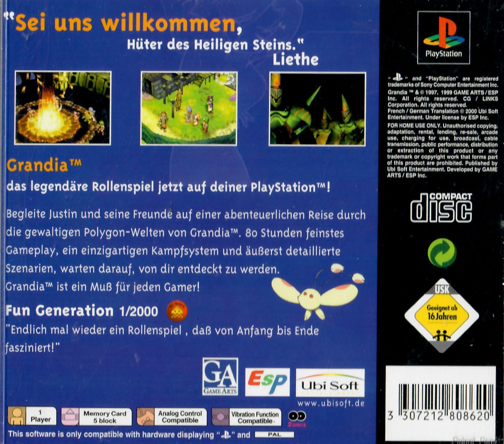 Grandia Ubisoft Exclusive PS1