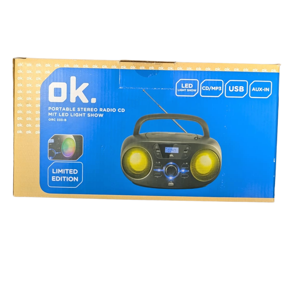OK. ORC 333-B Tragbarer Stereo CD/MP3/USB Radiorecorder, Schwarz