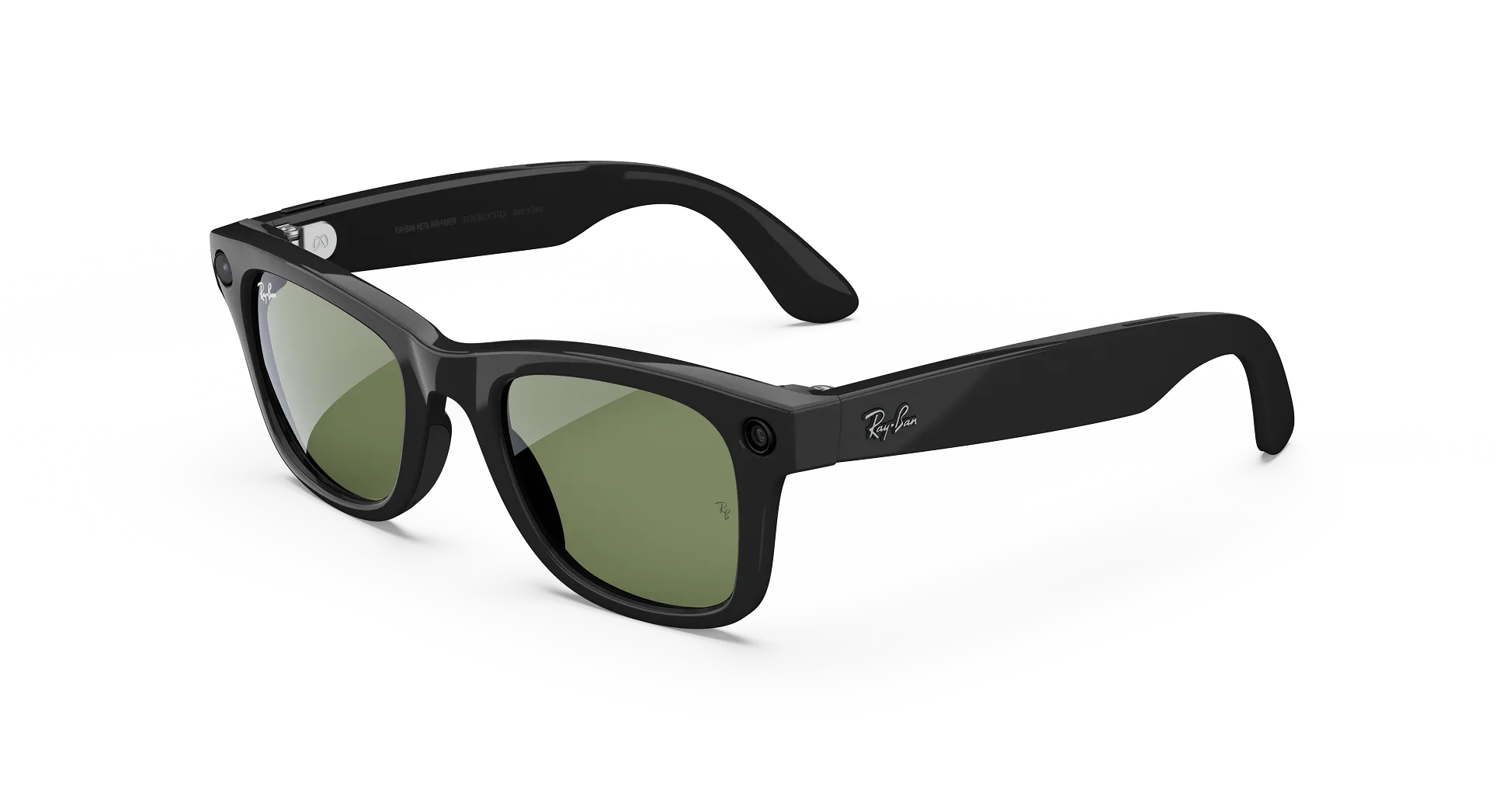 Ray-Ban Stories Wayfarer Smart Glasses Shiny Black Frame Green G15 Lens